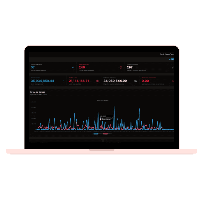 Vista del panel con cuentas y saldos en FinanGuau